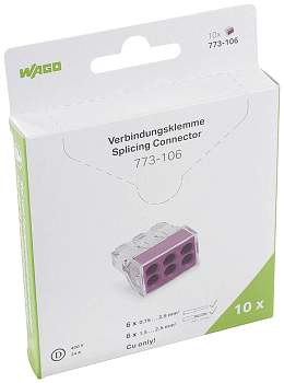 Винтовая клемма WAGO 773-106, 4 pin, 0.75мм² - 2.5мм², 400В, 24А, (10 шт)