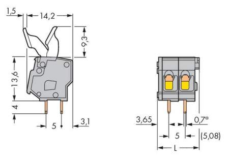 Быстроразъемная клемма WAGO 257-402/333-000, 2 pin, 0.08мм² - 2.50мм², 320В, CS: 5мм;5.08мм, (400 шт)