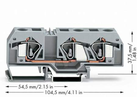 Клемма WAGO 283-671, 3 pin, 0.20мм² - 16мм², 800В, 76А, конф: L, (20 шт)