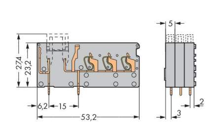 Быстроразъемная клемма WAGO 742-163, 1 pin, 0.08мм² - 2.50мм², 320В, CS: 5мм, (100 шт)