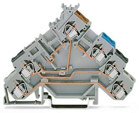 Клемма бесконтактного переключателя WAGO 280-588, 6 pin, 0.08мм² - 2.50мм², 125В, 5А, конф: L, (50 шт)