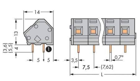 Быстроразъемная клемма WAGO 236-502/000-009/999-950, 2 pin, 0.08мм² - 2.50мм², 275В, 16А, CS: 7.50мм;7.62мм, (280 шт)