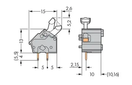 Быстроразъемная клемма WAGO 256-763/332-000/999-950, 1 pin, 0.08мм² - 2.50мм², 275В, CS: 10мм;10.16мм, (300 шт)