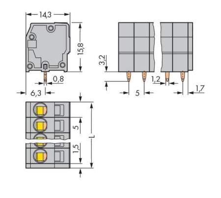 Быстроразъемная клемма WAGO 739-124, 24 pin, 0.08мм² - 2.50мм², 320В, CS: 5мм, (20 шт)