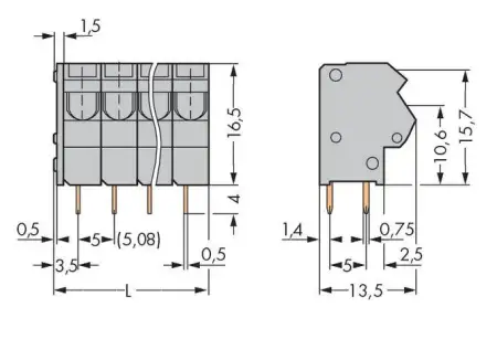 Быстроразъемная клемма WAGO 254-486, 1 pin, 0.50мм² - 2.50мм², 320В, 24А, (20 шт)