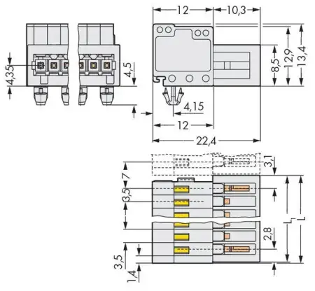 Штифтовая планка WAGO 734-303/018-000, 3 pin, 0.08мм² - 1.50мм², 160В, 10А, CS: 3.50мм, (100 шт)