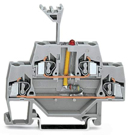 Двухуровневая светодиодная клемма WAGO 280-943/281-413, 4 pin, 0.08мм² - 2.50мм², 24В, 25мА, конф: L, (50 шт)
