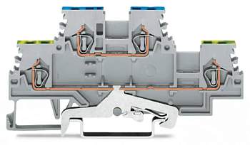 Двухуровневая PG клемма WAGO 279-527, 4 pin, 0.08мм² - 1.50мм², 500В, 18А, конф: Terre;L, (50 шт)