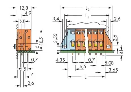 Быстроразъемная клемма WAGO 741-237, 7 pin, 0.08мм² - 2.50мм², 320В, 16А, CS: 5.08мм, (80 шт)