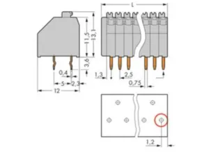 Клемма печатной платы WAGO 250-423, 23 pin, 0.14мм²-0.5мм², 160В, 4А, CS: 2.5мм, (1 шт)