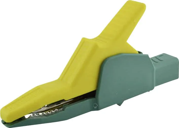 Зажим типа "крокодил" SKS Hirschmann AK 2 B 2540, 4 мм, CAT II 1000 В, желто-зеленый : 1 шт.