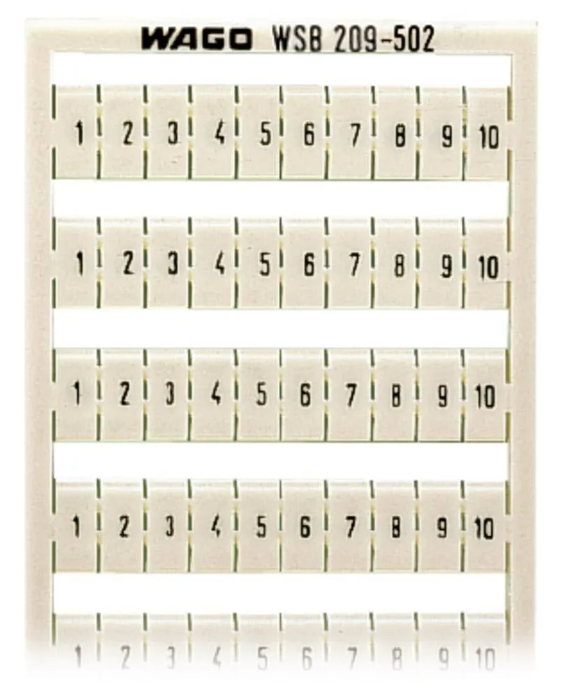 Этикетка WAGO 209-502, Оттиск: 1 - 10, (5 шт)