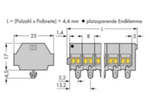 Клеммная колодка WAGO 260-261, 11 pin, 0.08мм²-1.5мм², 400В, 18А, (1 шт)