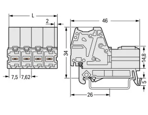 Штекер WAGO 831-3206/007-9034, 6 pin, 0.5мм²-10мм², 1000В, 41А, CS: 7.62мм, (1 шт)