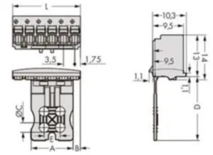 Внутренний разъём WAGO 2091-1102/000-5000, 2 pin, 0.2мм²-1.5мм², 160В, 10А, CS: 3.5мм, (1 шт)