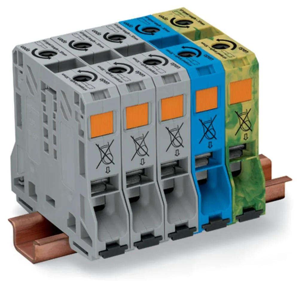 Трехфазная клемма переменного тока WAGO 285-159, 10 pin, 10мм² - 50мм², 150А, (1 шт)