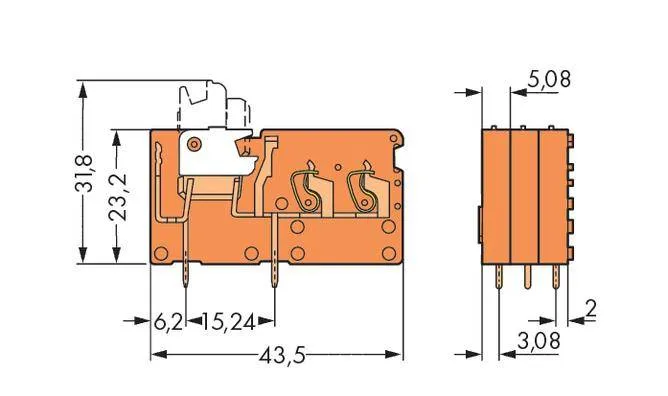 Быстроразъемная клемма WAGO 742-156, 1 pin, 0.08мм² - 2.50мм², 320В, CS: 5.08мм, (200 шт)
