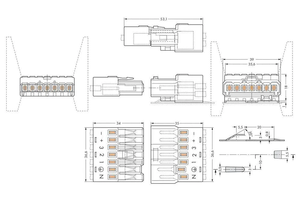 Разъем WAGO 267-510, 7 pin, 1.5мм² - 2.5мм², 500В, 16А, (50 шт)