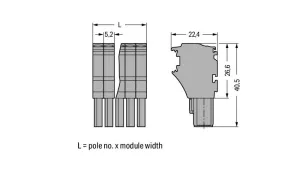 Внутренний разъём WAGO 2022-109, 9 pin, 0.75мм²-4.0мм², 690В, 24А, CS: 5.2мм, (1 шт)
