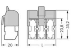 Гнездо WAGO 272-403/272-496, 3 pin, 2.5мм², 400В, 16А, (1 шт)