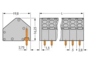 Клемма печатной платы WAGO 806-110, 10 pin, 0.2мм²-1.5мм², 320В, 10А, CS: 5мм, (1 шт)
