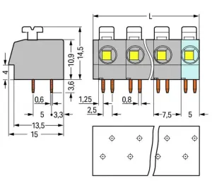 Клемма печатной платы WAGO 804-304/000-012, 4 pin, 0.25мм²-2.5мм², 320В, 24А, CS: 7.5мм, (1 шт)