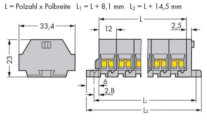 Клеммная колодка WAGO 262-209, 36 pin, 0.08мм² - 4мм², 630В, 32А, конф: L, (50 шт)