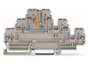 Трехуровневая светодиодная клемма WAGO 870-593/281-434, 3 pin, 0.08мм²-2.5мм², 24В, 0.025А, (1 шт)