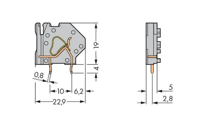 Быстроразъемная клемма WAGO 745-808, 1 pin, 0.08мм² - 4.00мм², 320В, CS: 5мм, (200 шт)