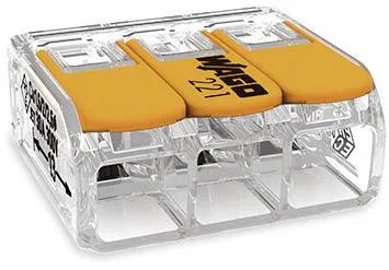 Клеммник WAGO 221-613, 3 pin, 0.50мм² - 6мм², 450В, 41А, (1 шт)