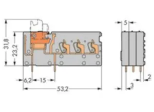 Клемма печатной платы WAGO 742-153, 1 pin, 0.08мм²-2.5мм², 320В, 16А, CS: 5мм, (1 шт)
