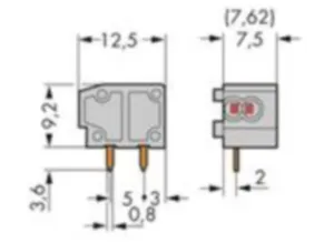 Клемма печатной платы WAGO 235-726, 1 pin, 0.25мм²-0.75мм², 320В, 10А, CS: 7.5мм, (1 шт)