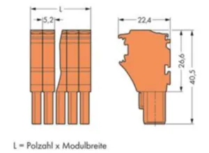 Внутренний разъём WAGO 2022-105/000-012, 5 pin, 0.75мм²-4.0мм², 690В, 24А, CS: 5.2мм, (1 шт)