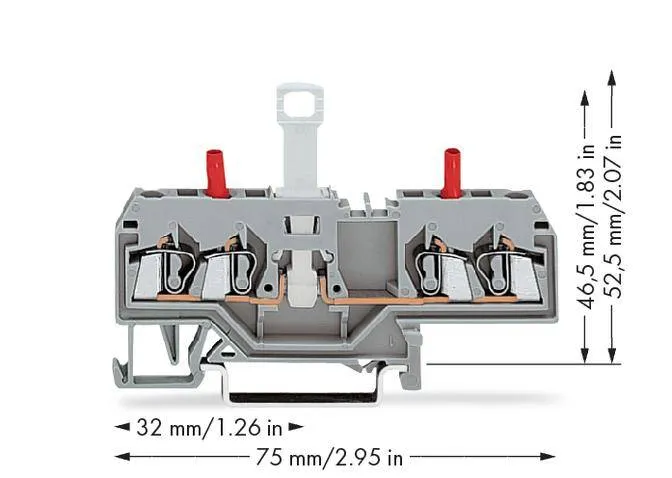 N клемма с разделителем и тестовым разъемом WAGO 280-649, 2 pin, 0.08мм² - 2.50мм², 400В, 10А, конф: L, (50 шт)