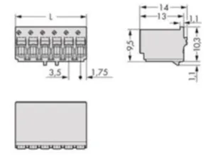 Внутренний разъём WAGO 2091-1130, 10 pin, 0.2мм²-1.5мм², 160В, 10А, CS: 3.5мм, (1 шт)