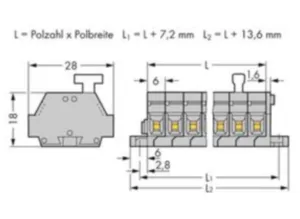 Клеммная колодка WAGO 261-424/331-000, 4 pin, 0.08мм²-2.5мм², 500В, 24А, (1 шт)