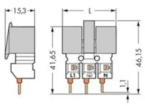 Центральная розетка WAGO 272-413/272-419, 3 pin, 0.75мм², 400В, 16А, (1 шт)