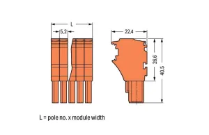 Внутренний разъём WAGO 2022-106/000-012, 6 pin, 0.75мм²-4.0мм², 690В, 24А, CS: 5.2мм, (1 шт)