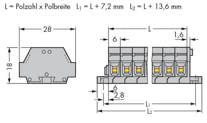 Клеммная колодка WAGO 261-430, 20 pin, 0.08мм² - 2.50мм², 500В, 24А, конф: L, (25 шт)