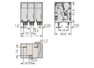 Клемма печатной платы WAGO 2636-3104/020-000, 4 pin, 0.75мм²-16мм², 1000В, 76А, CS: 10мм, (1 шт)