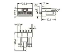Гнездо WAGO 890-805, 5 pin, 250В, 13А, (1 шт)