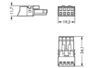 Гнездо WAGO 890-244/062-000, 4 pin, 0.25мм²-1.5мм², 400В, 16А, (1 шт)