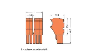 Внутренний разъём WAGO 2022-104/000-012, 4 pin, 0.75мм²-4.0мм², 690В, 24А, CS: 5.2мм, (1 шт)