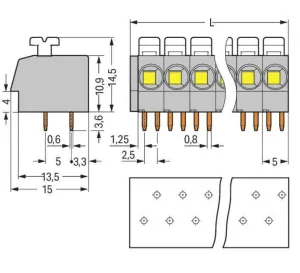 Клемма печатной платы WAGO 804-104/000-004, 4 pin, 0.25мм²-2.5мм², 320В, 24А, CS: 5мм, (1 шт)