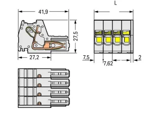 Внутренний разъём WAGO 831-3105/135-000, 5 pin, 0.5мм²-10мм², 41А, CS: 7.62мм, (1 шт)