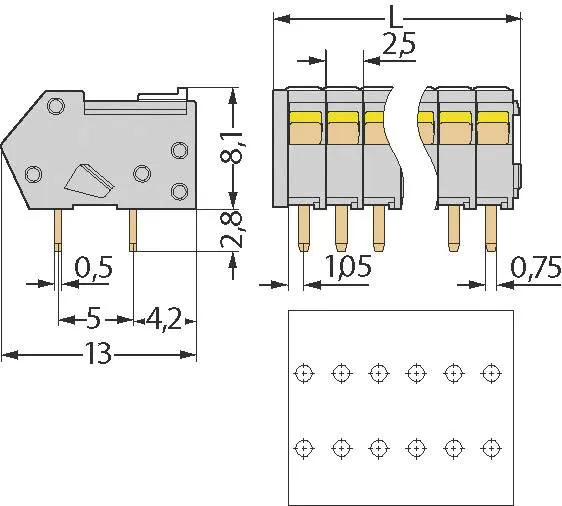 Быстроразъемная клемма WAGO 218-504, 4 pin, 0.08мм² - 0.50мм², 160В, 6А, CS: 2.54мм, (1 шт)