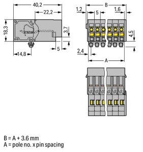 Штекер WAGO 769-614/001-000, 14 pin, 0.08мм²-4.0мм², 500В, 32А, CS: 5мм, (1 шт)