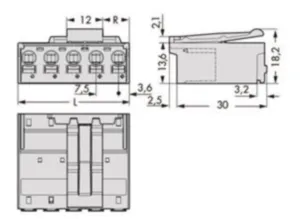 Штекер WAGO 2092-3522/002-000, 2 pin, 0.2мм²-2.5мм², 630В, 15А, CS: 7.5мм, (1 шт)