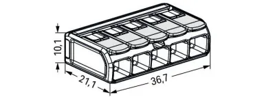 Соединительная клемма COMPACT WAGO 221-685, 5 pin, 0.5мм²-6.0мм², 37А, (1 шт)