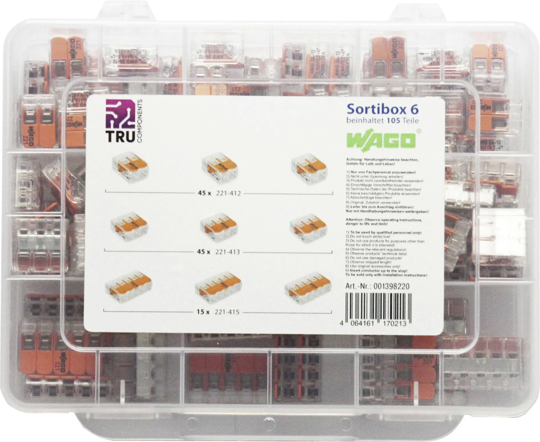 Соеденительня клемма (набор) WAGO WA-741-644, 0.14мм² - 4мм², (105 шт)